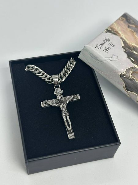 Подарок для мужчины - крест христианский на цепочке Майями из нержавеющей стали 52 фото
