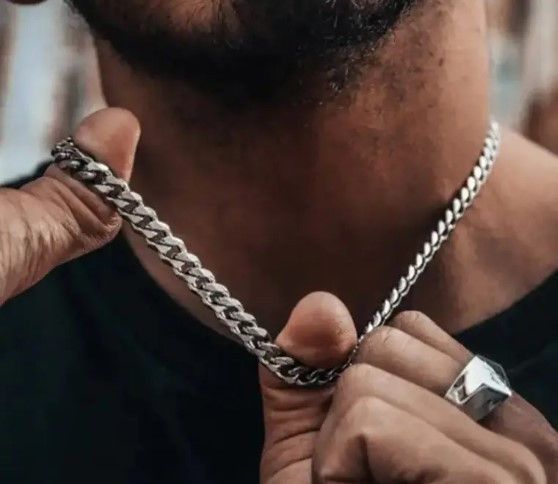 Ланцюжок 8 мм 60 см + браслет 8 мм кубинське плетіння з нержавіючої сталі 1022 фото