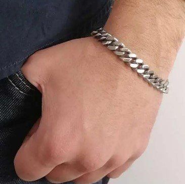 Браслет із нержавіючої сталі 7 мм кубинське плетіння оптом 8014 фото